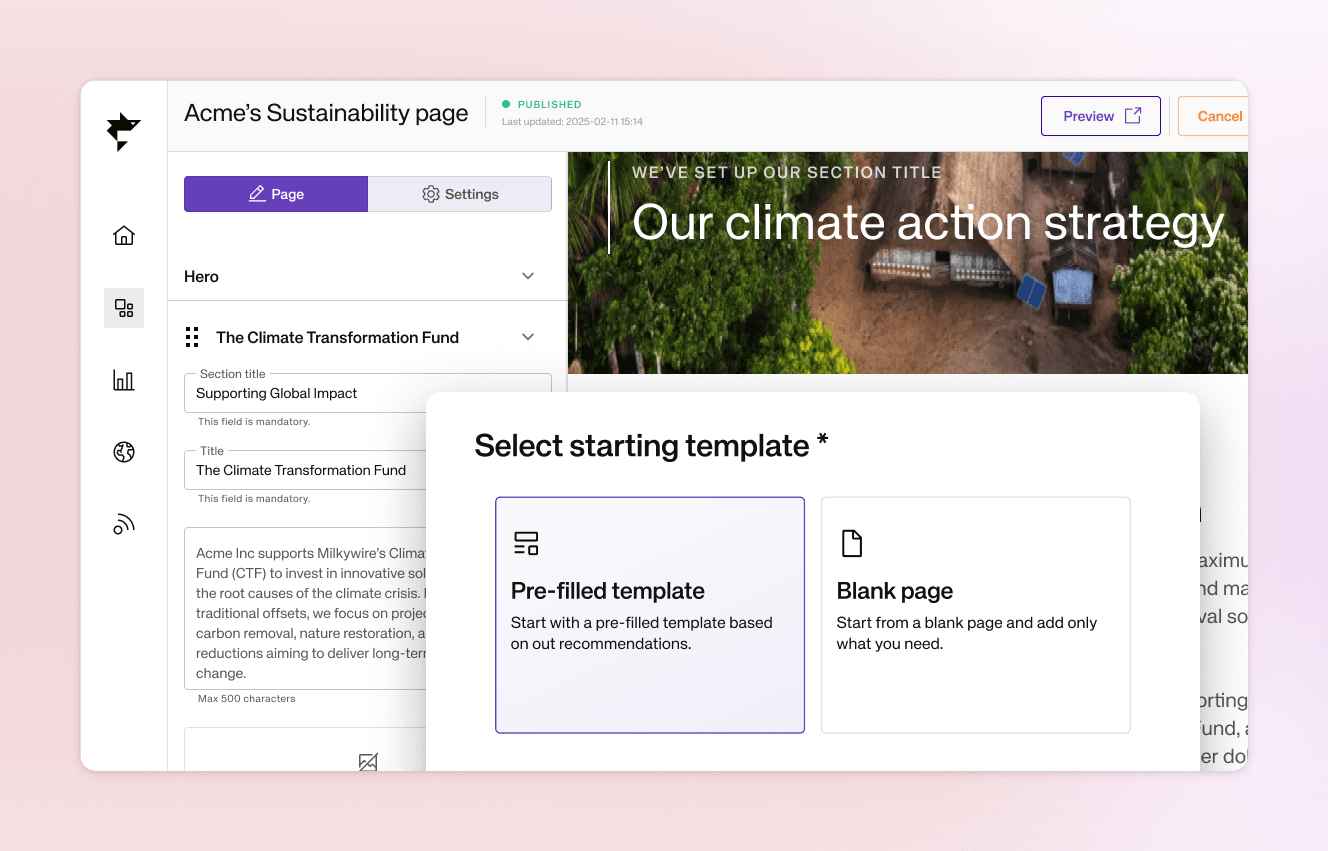 Sustainability page